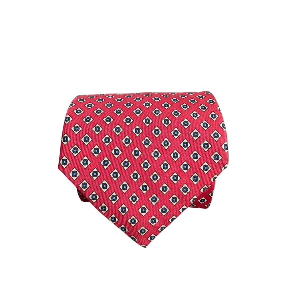 VINTAGE BROOKS BROTHERS Neck Tie Men Red‎ Geometric Tie Silk Made USA